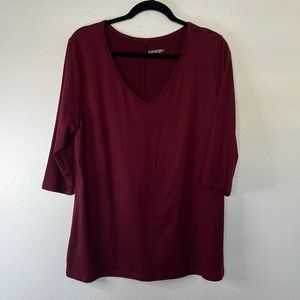 EUC George Maroon Red Wine Quarter Length Sleeve Too sz 38 XXL